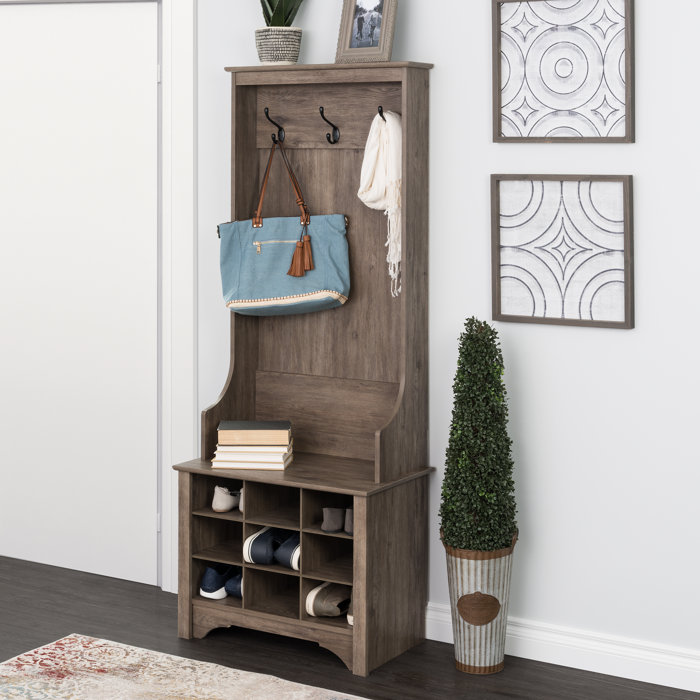 Gracie Oaks Angelica Hall Tree 27'' Wide with Bench and Shoe Storage